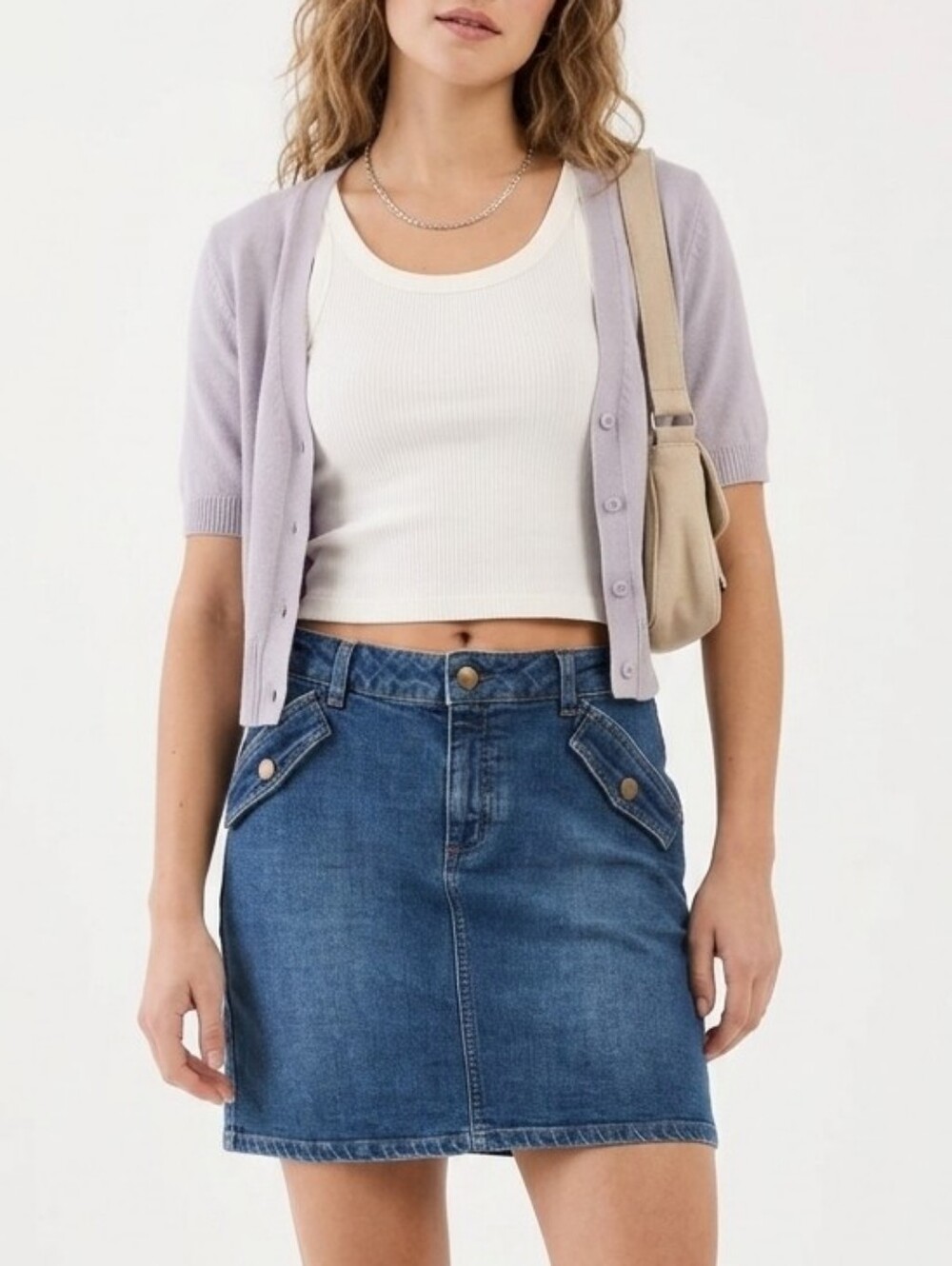 Banana Republic Y2K Denim Mini Skirt Size 6 Button Flap Pockets Stretch